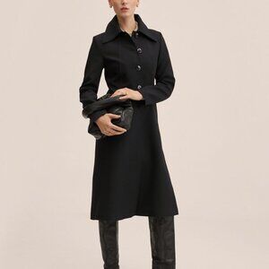 NWT Mango abrigo manila coat black S